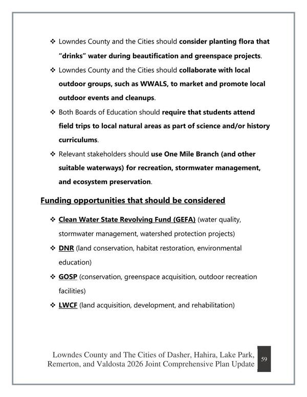 Funding opportunities that should be considered