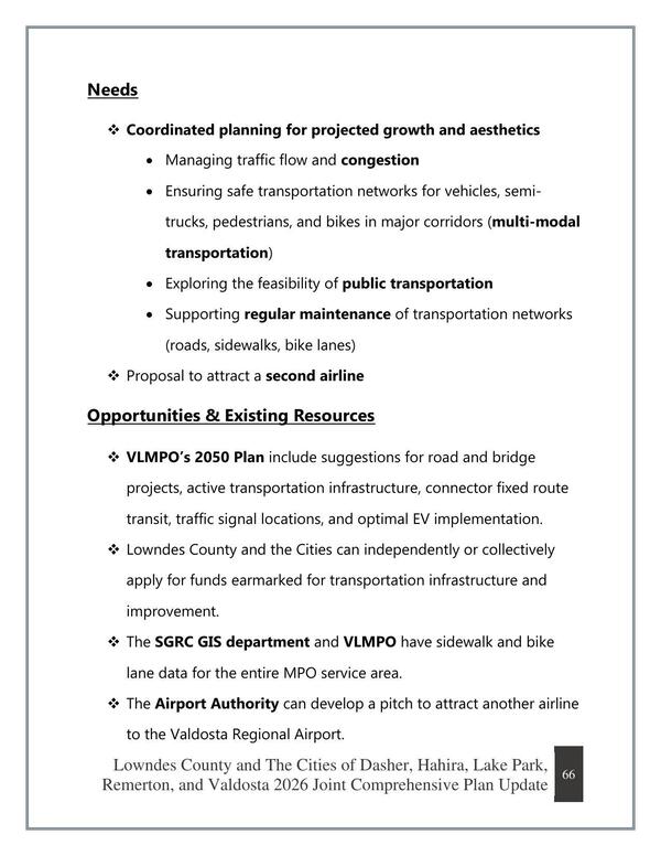 Needs, Opportunities & Existing Resources