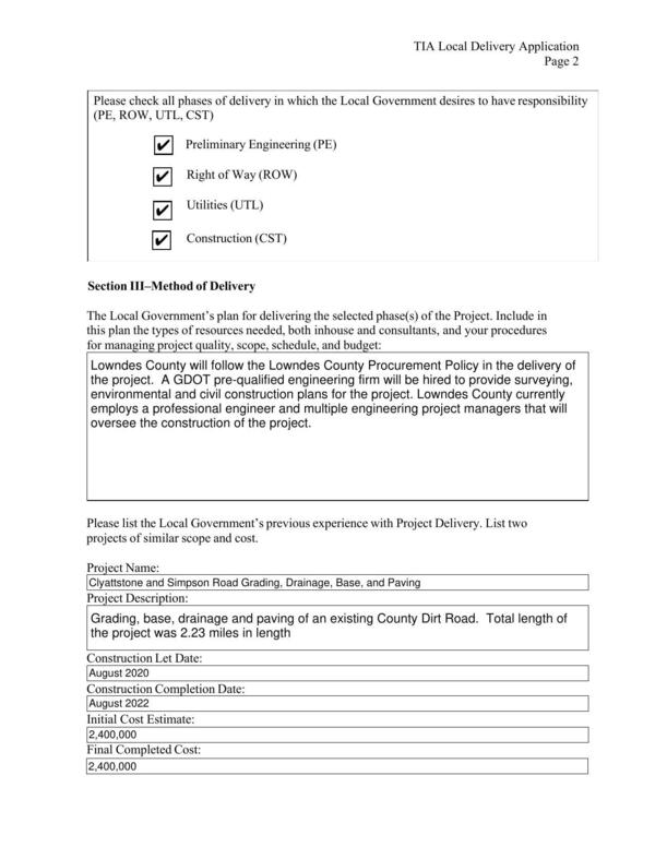 Section III—Method of Delivery