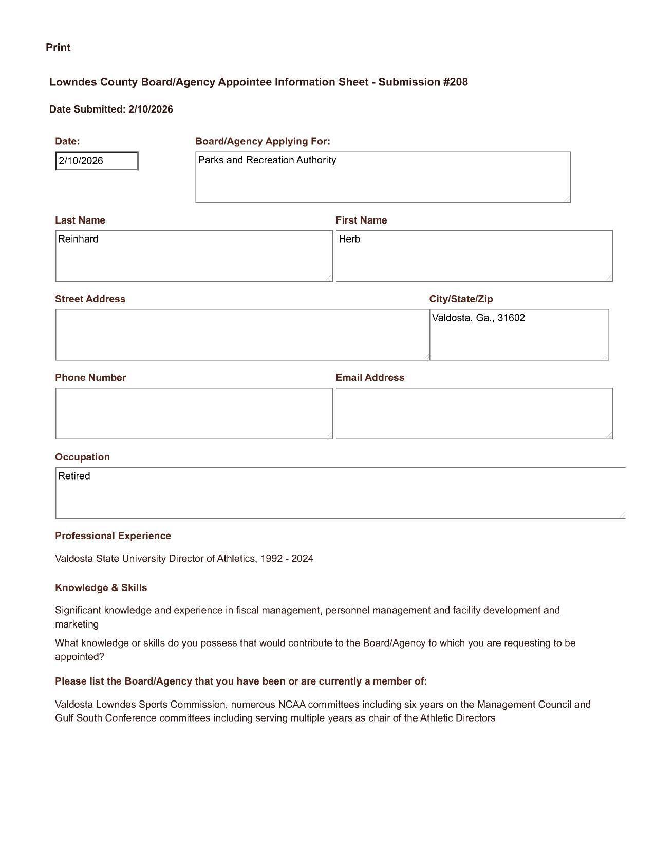Herb Reinhard application