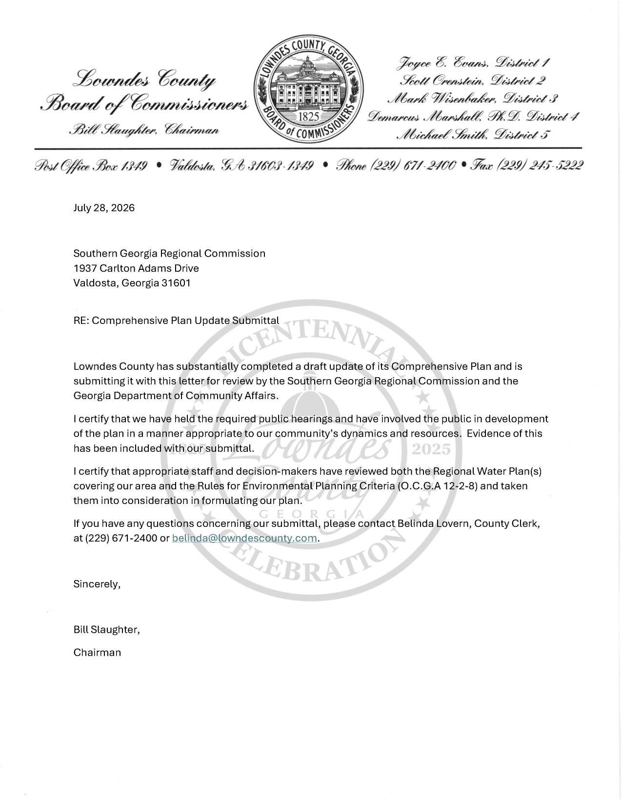 Comprehensive Plan Update Submittal