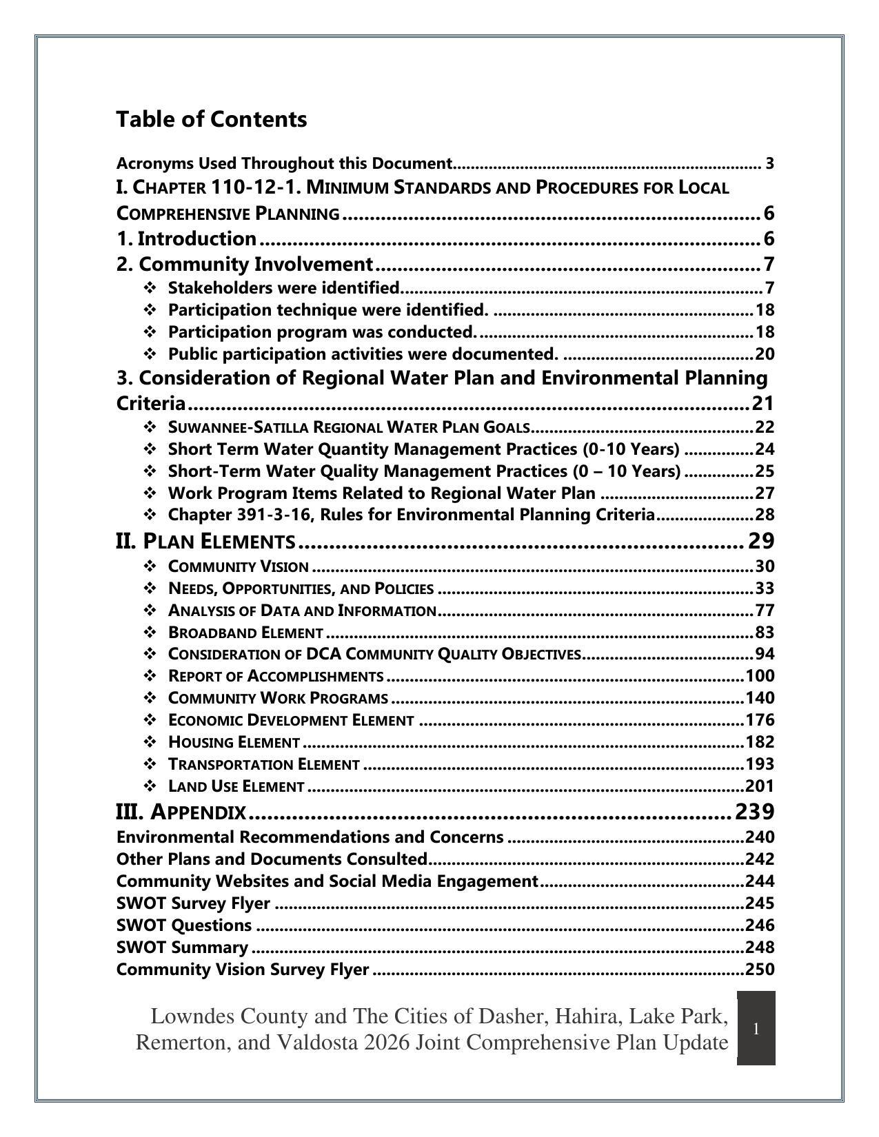 Table of Contents
