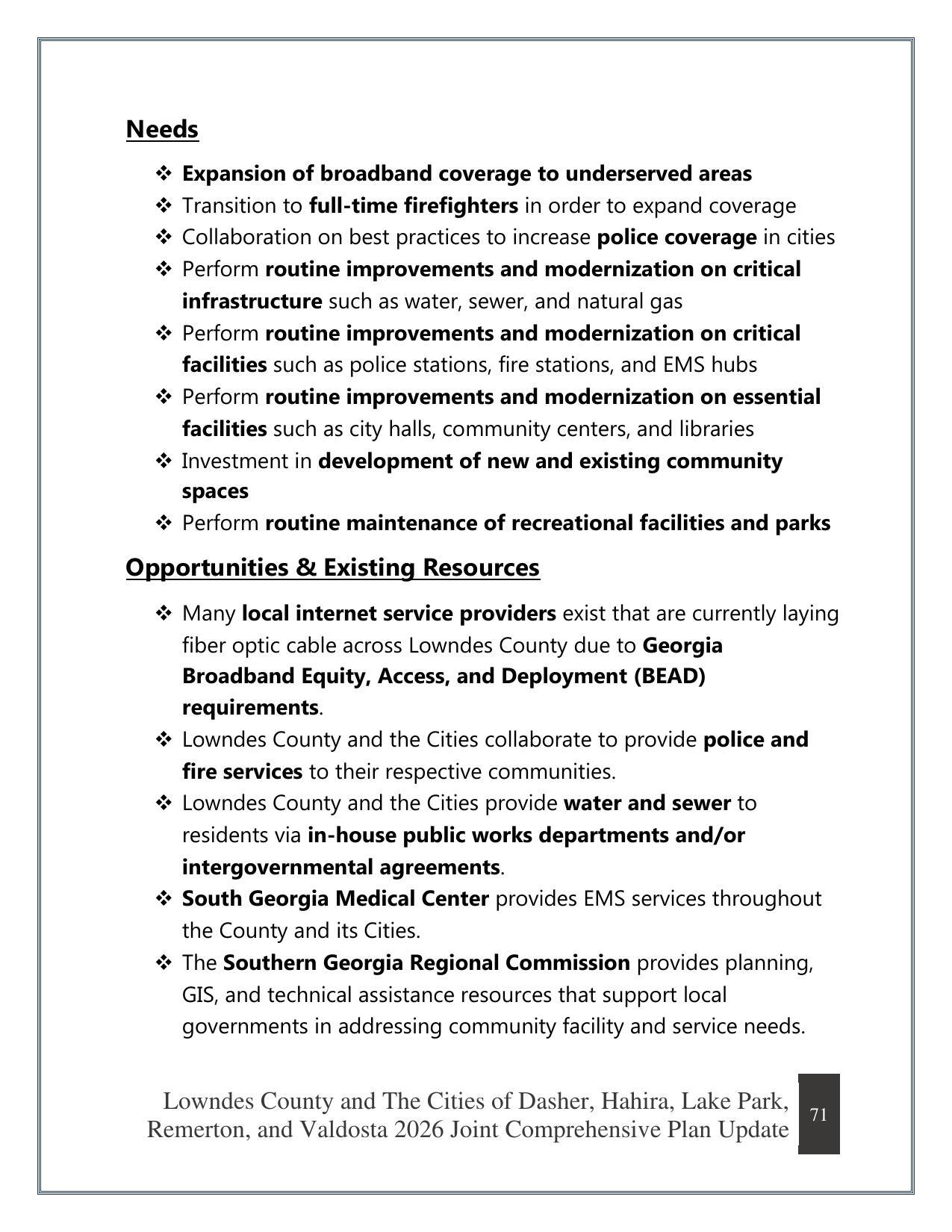 Needs, Opportunities & Existing Resources