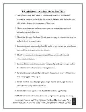 [SUWANNEE-SATILLA REGIONAL WATER PLAN GOALS]