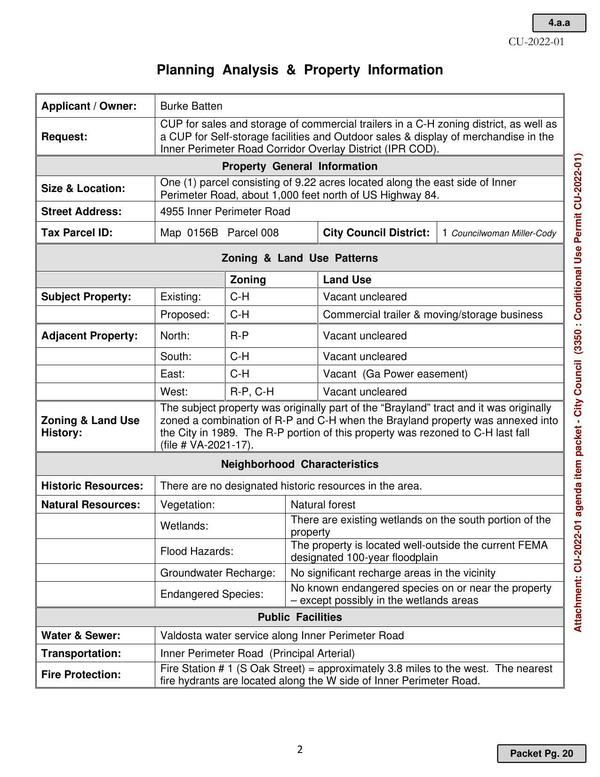 Planning Analysis & Property Information