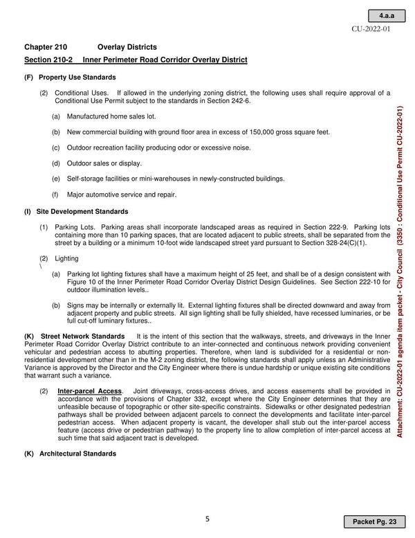 Section 210-2 Inner Perimeter Road Corridor Overlay District