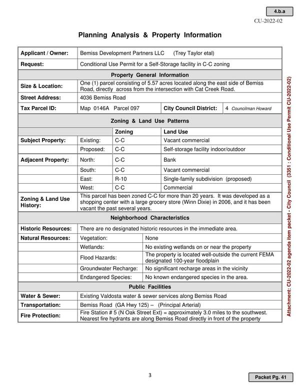 Planning Analysis & Property Information