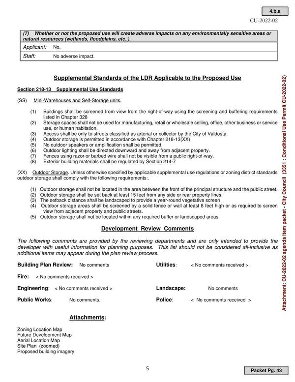 Supplemental Standards of the LDR Applicable to the Proposed Use