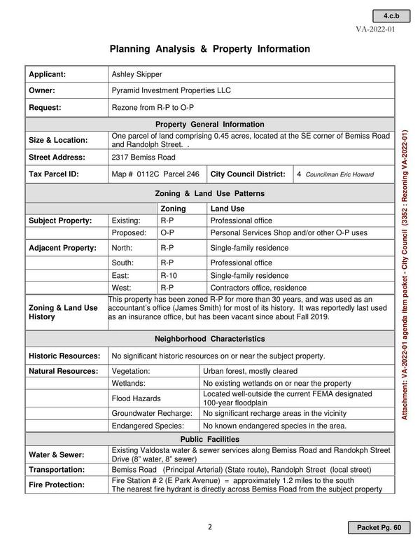 Planning Analysis & Property Information