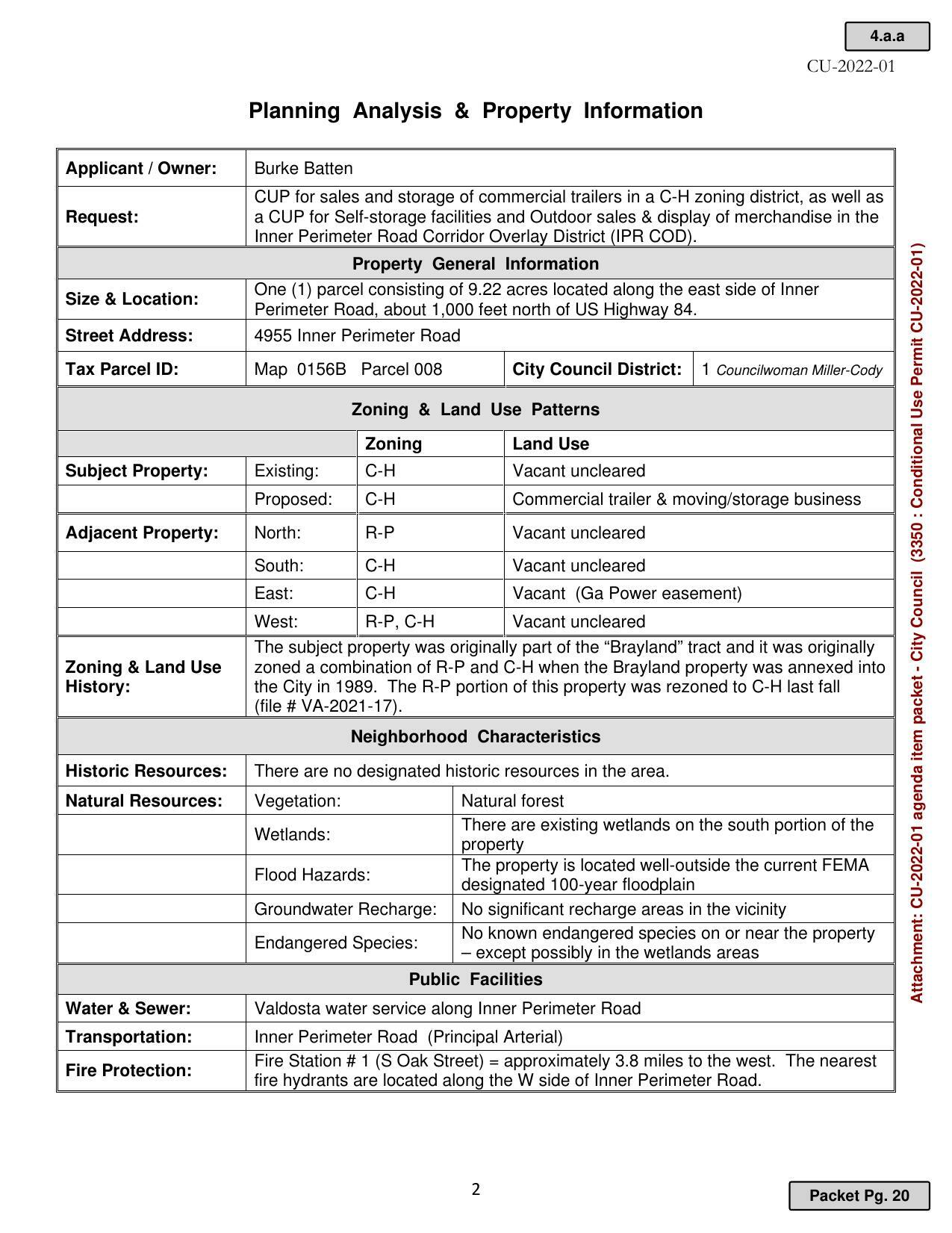 Planning Analysis & Property Information