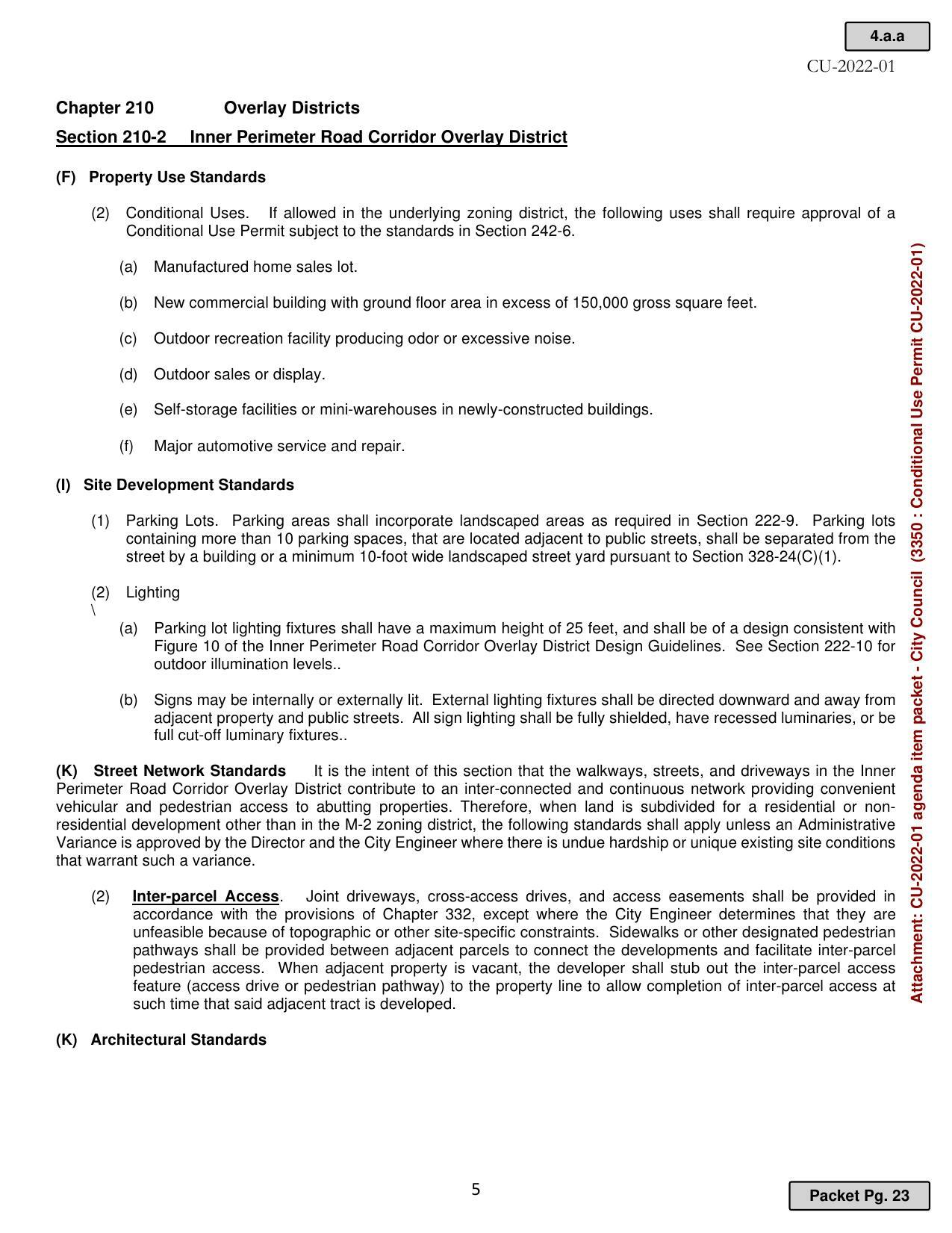 Section 210-2 Inner Perimeter Road Corridor Overlay District