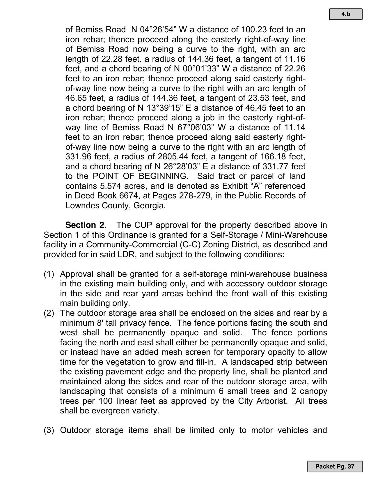 Section 2._ The CUP approval for the property described above in