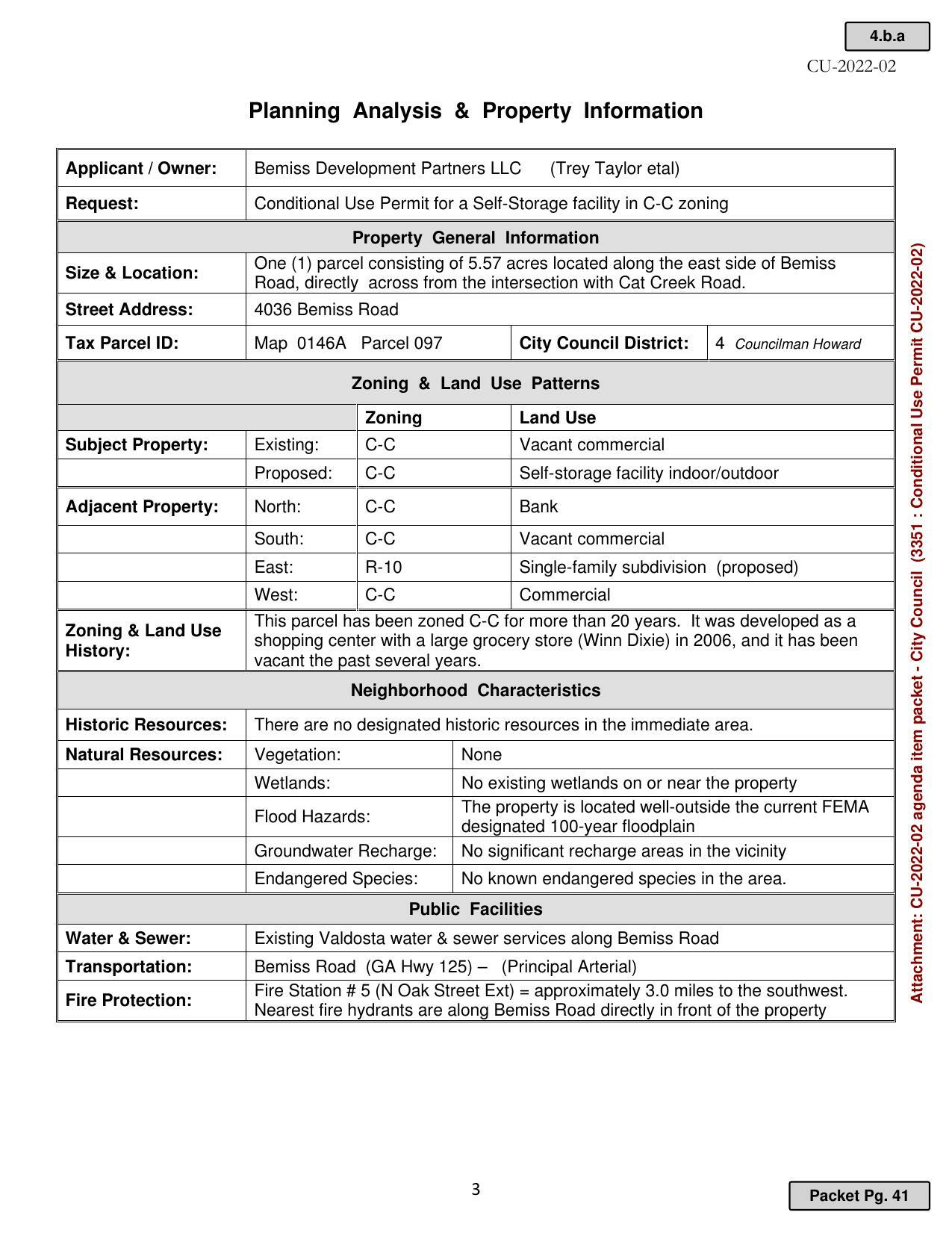 Planning Analysis & Property Information