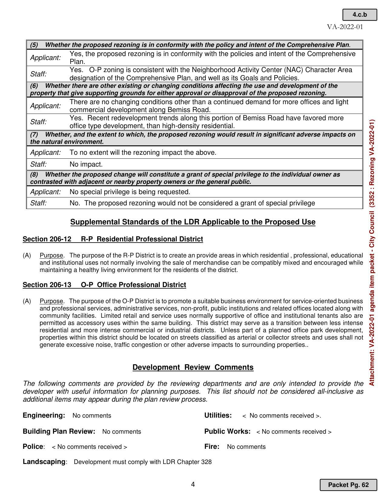 Supplemental Standards of the LDR Applicable to the Proposed Use