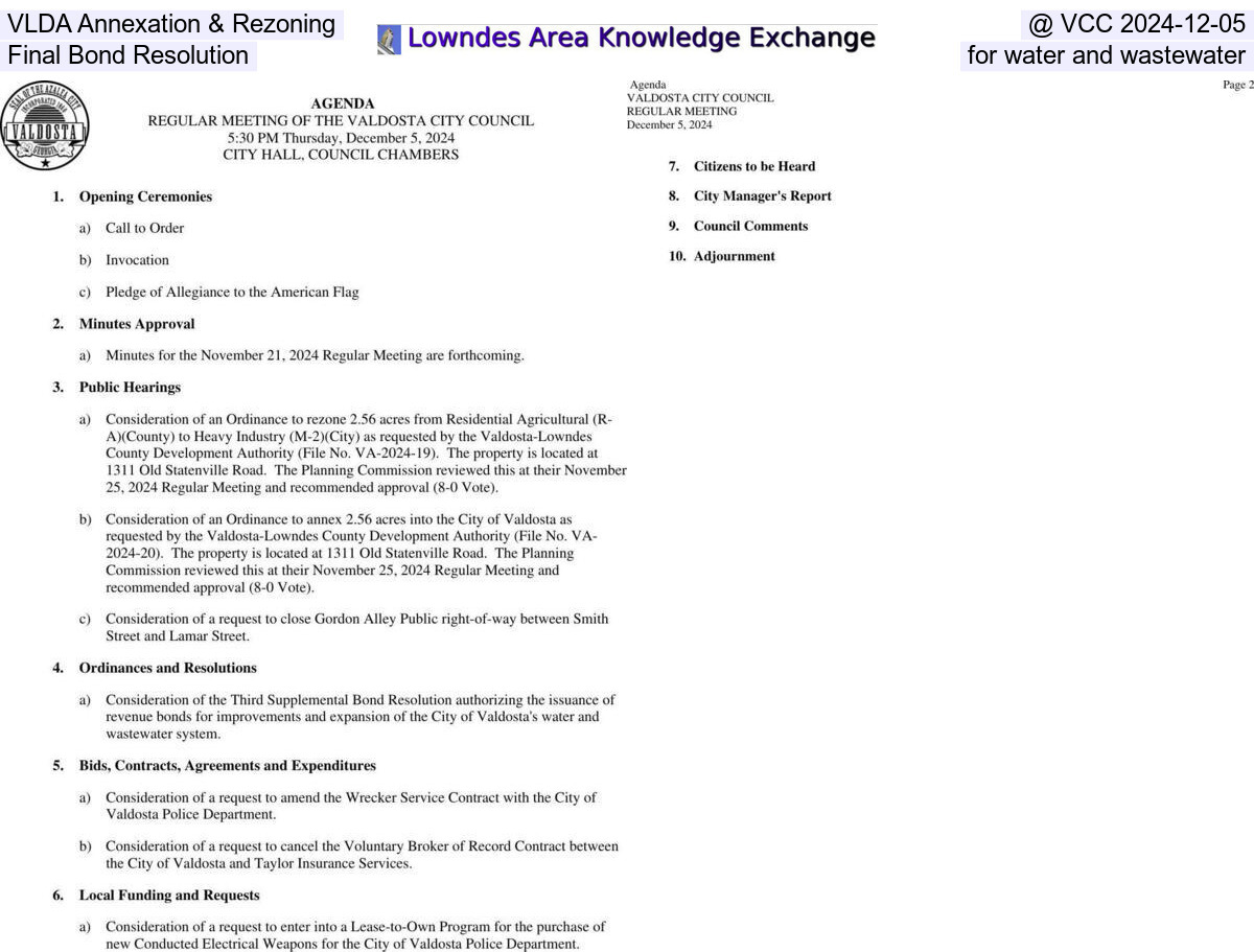 [VLDA Annexation & Rezoning @ VCC 2024-12-05 Final Bond Resolution for water and wastewater]