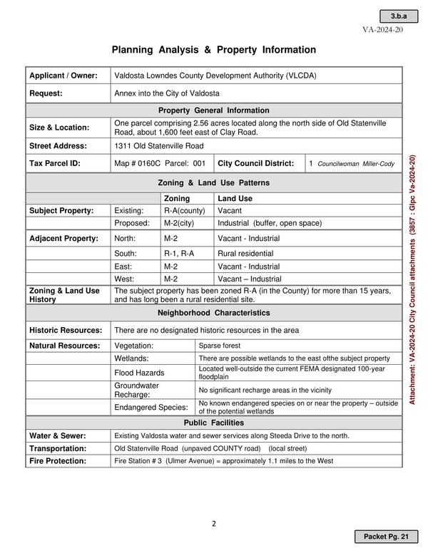 Planning Analysis & Property Information