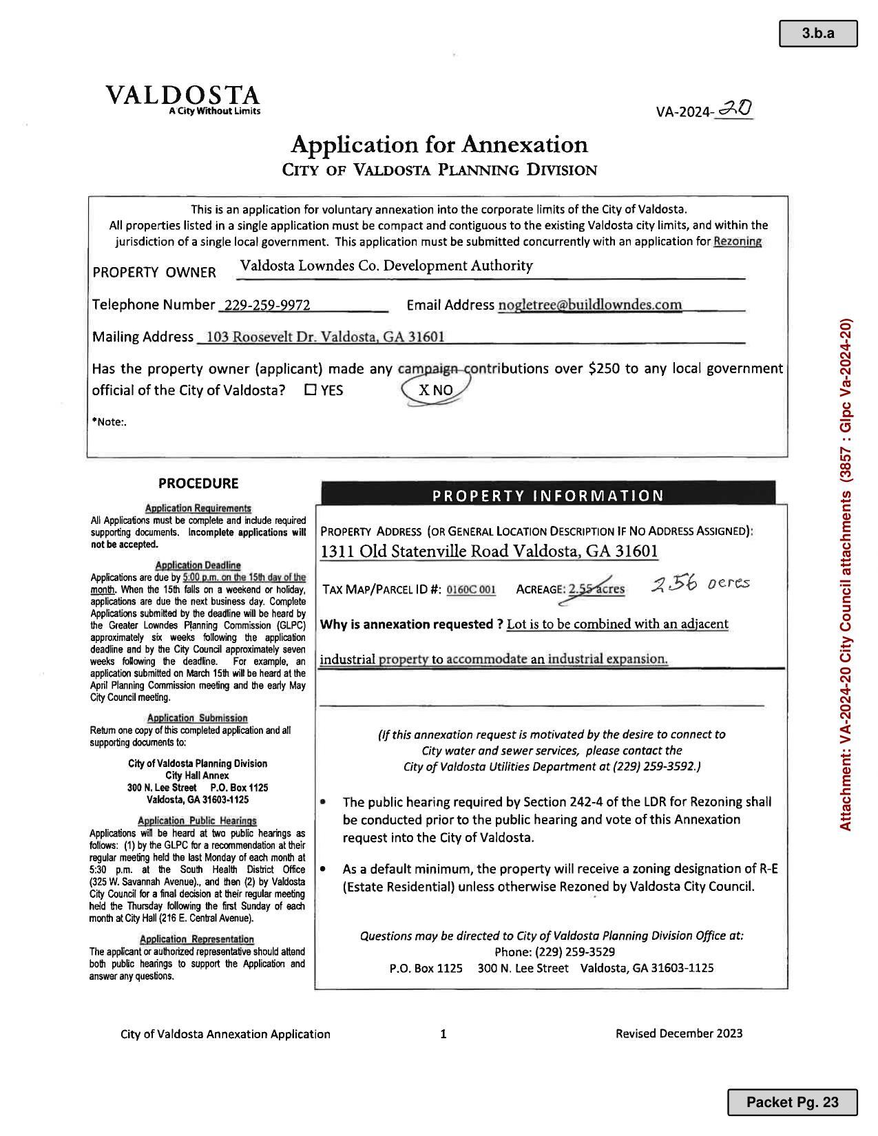 Application for Annexation