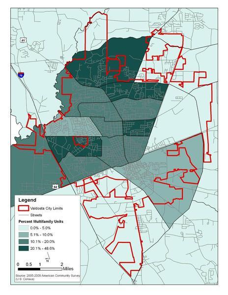 P 22 Map 1.10 Percent Multifamily Housing Units 2005-2009