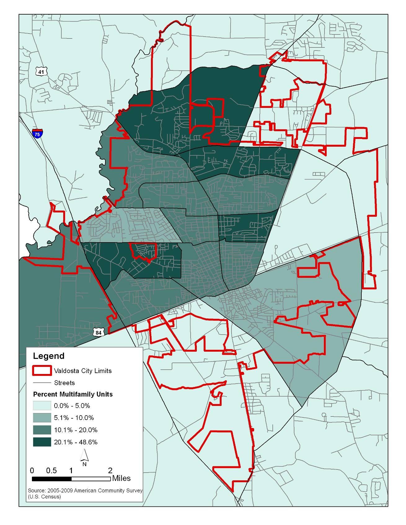 P 22 Map 1.10 Percent Multifamily Housing Units 2005-2009