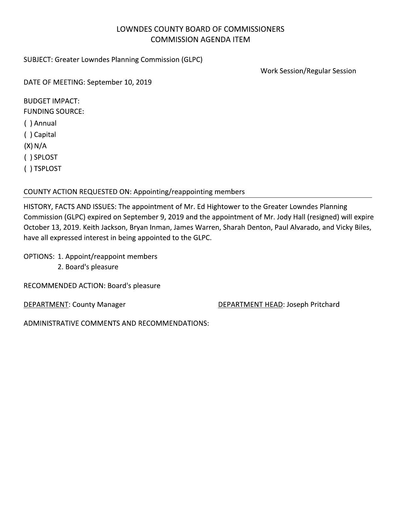 Two openings; six applicants