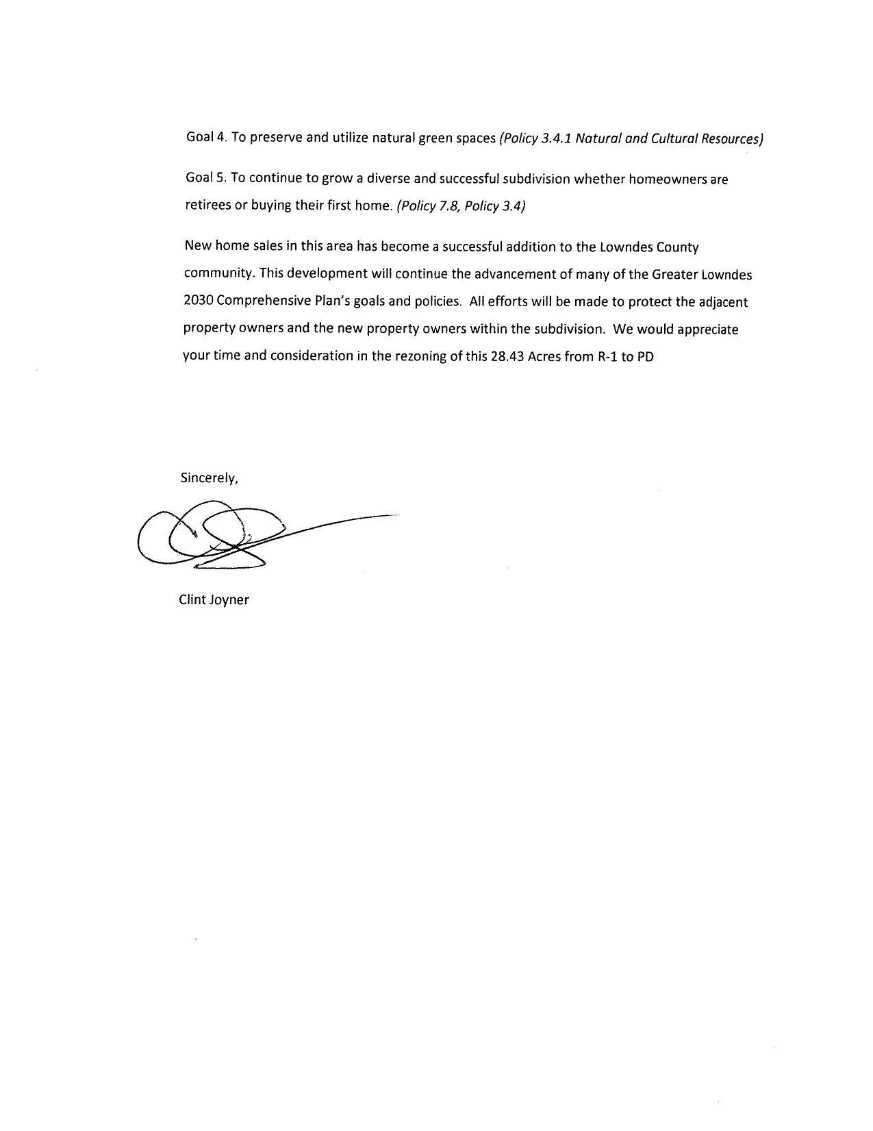 Sincerely, Clint Joyner