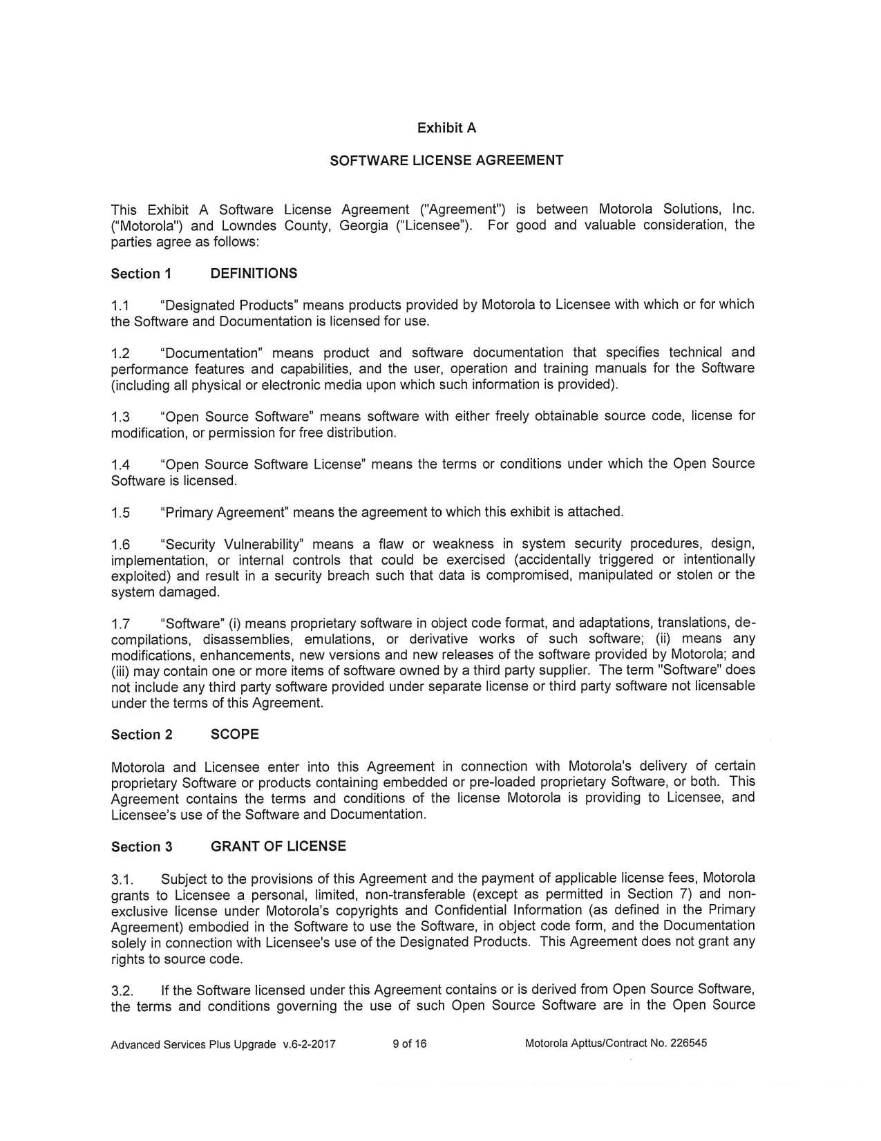 Exhibit A Software License Agreement