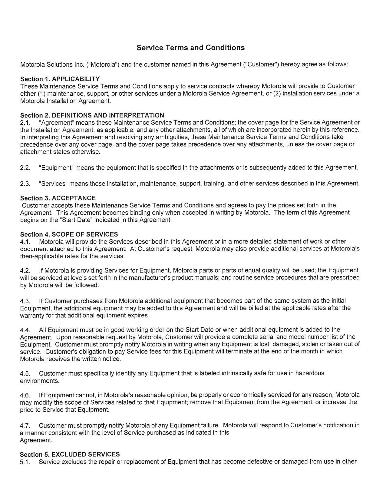 Service Terms and Conditions