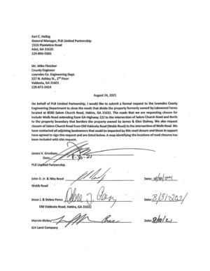 [Letter petition to abandon Salem Church Road and a Portion of Wells Road]