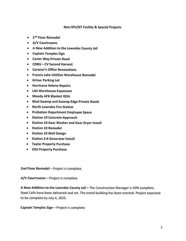Non-SPLOST Facility & Special Projects, Engineering Dept., Retreat on Jekyll Island 2025-05-07