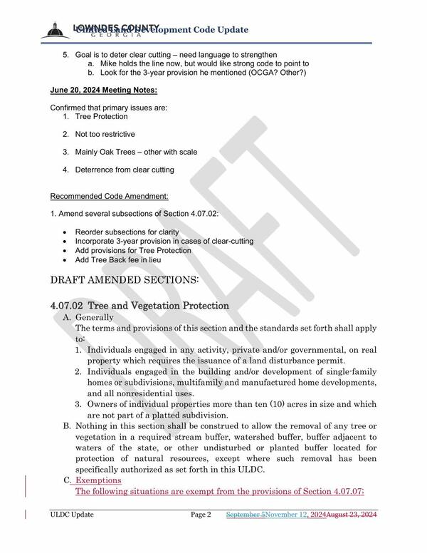 5. Goal is to deter clear cutting – need language to strengthen