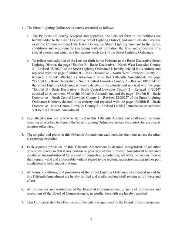 1. The Street Lighting Ordinance is hereby amended as follows: