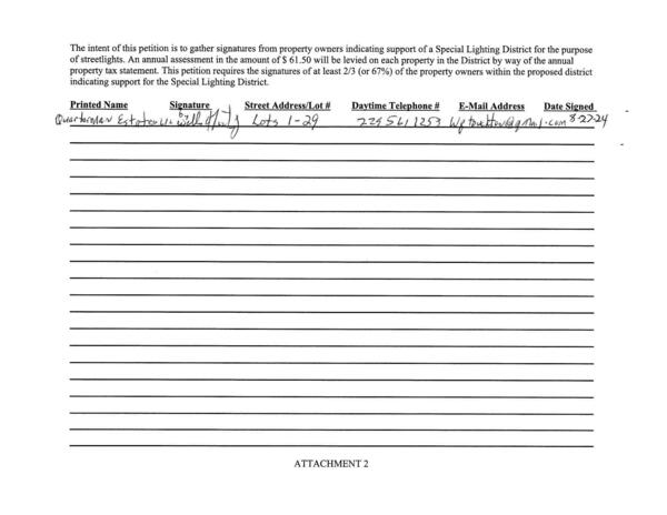 Petition supporting QEPV lighting