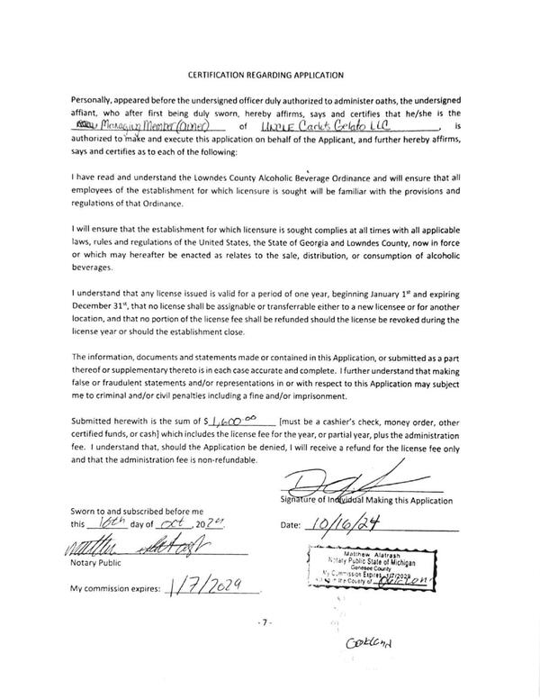 CERTIFICATION REGARDING APPLICATION