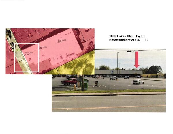 Aerial Map and Picture: 1068 Lakes Blvd. Taylor Entertainment of GA, LLC