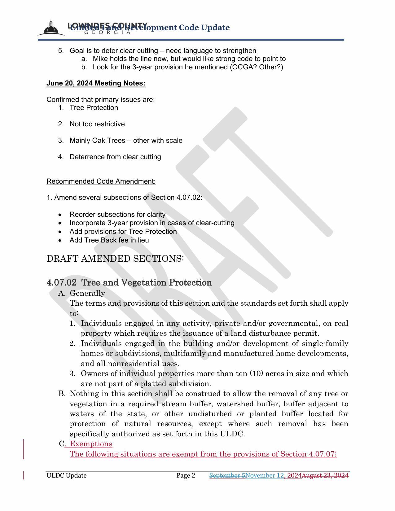 5. Goal is to deter clear cutting – need language to strengthen