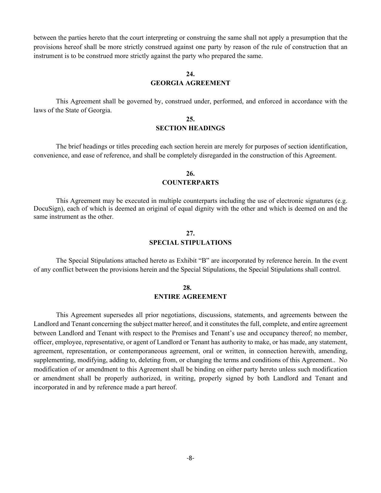 GEORGIA AGREEMENT