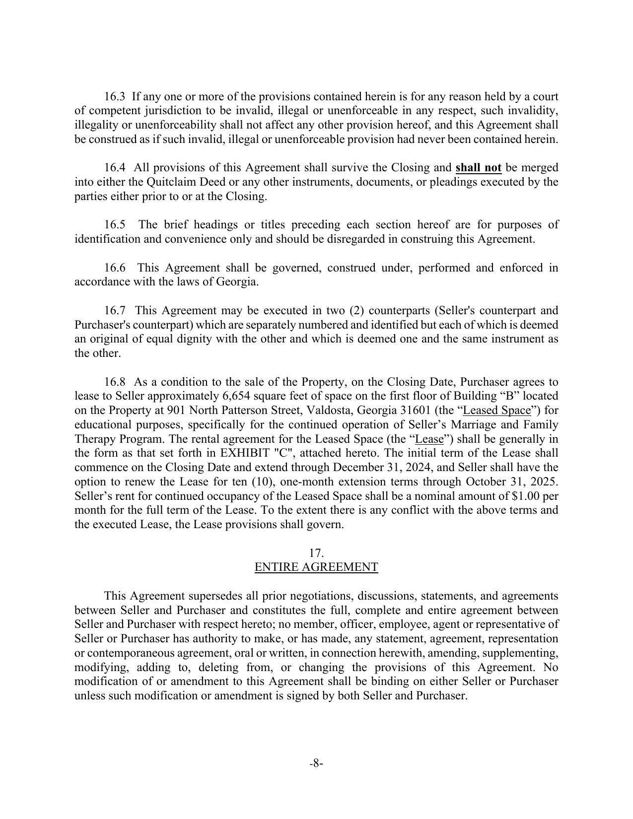 ENTIRE AGREEMENT