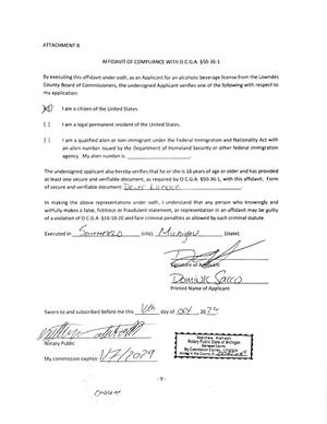 [AFFIDAVIT OF COMPLIANCE WITH 0.C.G.A. §50-36-1]