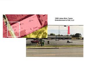 [Aerial Map and Picture: 1068 Lakes Blvd. Taylor Entertainment of GA, LLC]