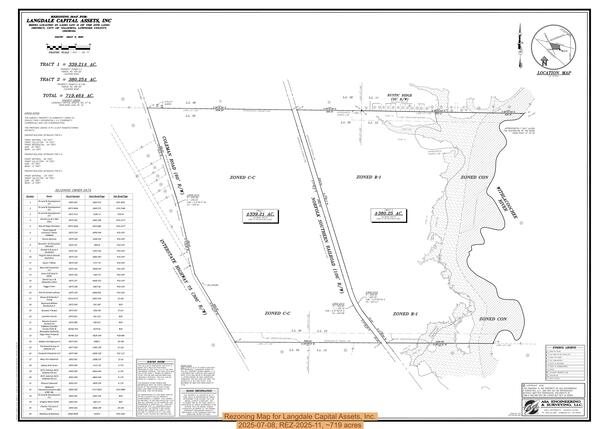 [Rezoning Map for Langdale Capital Assets, Inc., 2025-07-08, REZ-2025-11, ~719 acres]