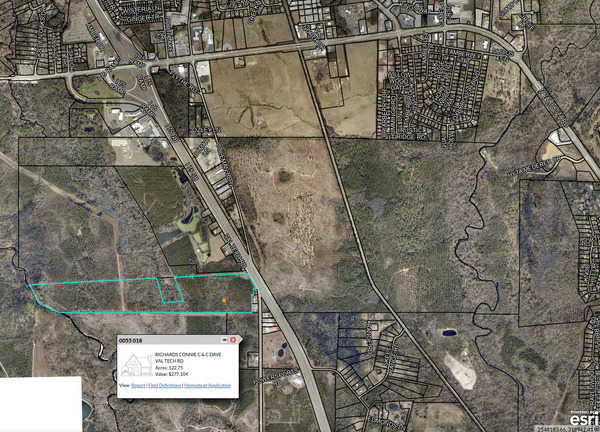 Map: Parcel 0055 018, Richards, across I-75 2026-08-05 --Lowndes County Property Appraisers
