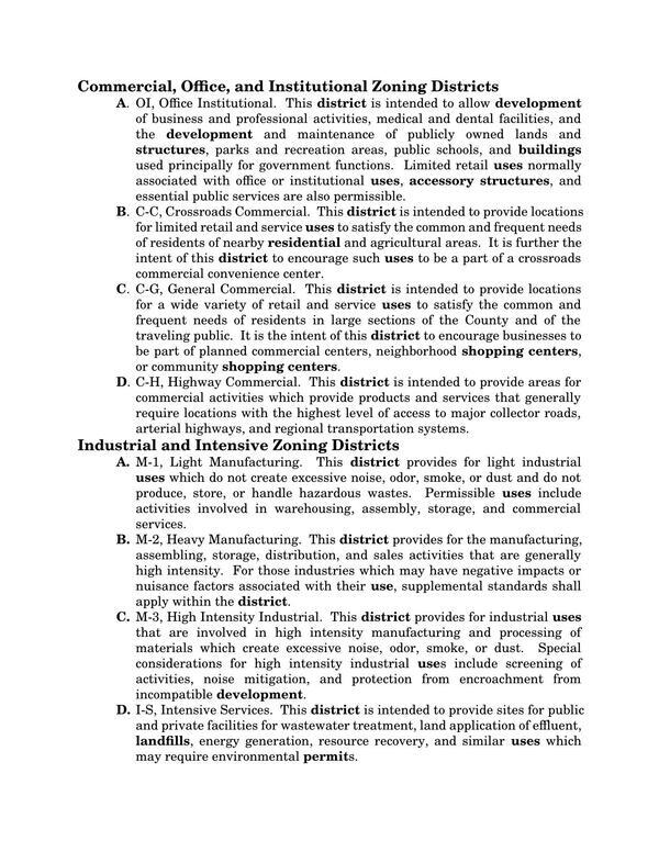 [Commercial Industrial Use Table: 0001]