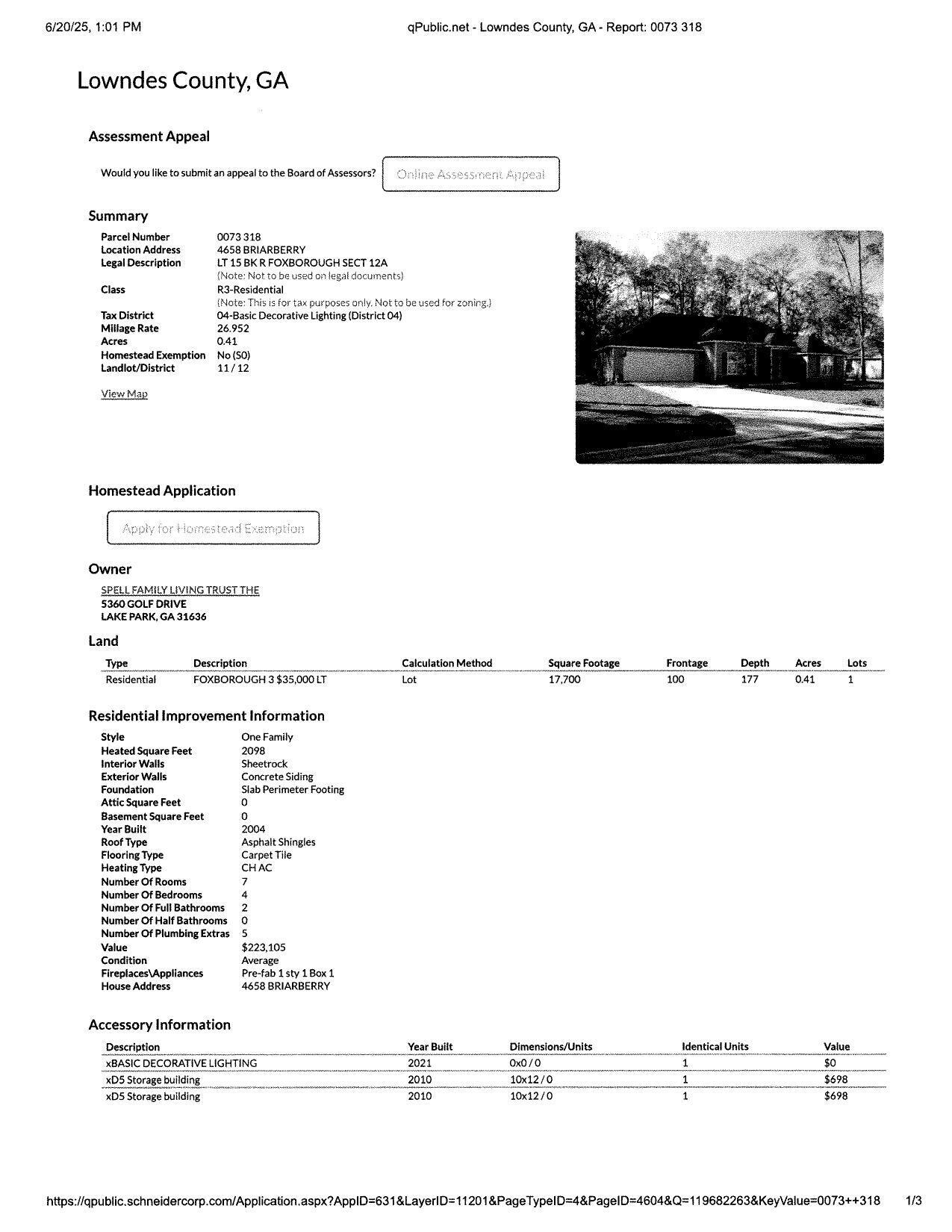 4658 Briarberry, parcel 0073 318, SW corner, Foxborough subdivision