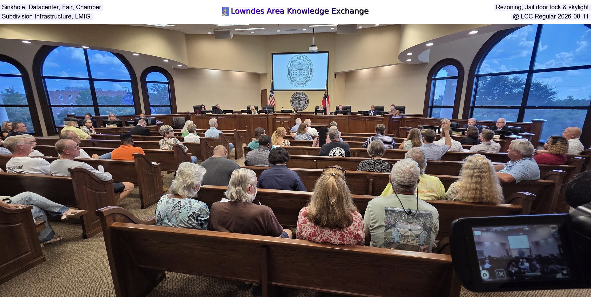 Sinkhole, Datacenter, Fair, Chamber, Rezoning, Jail door lock & skylight, Subdivision Infrastructure, LMIG @ LCC Regular 2026-08-11