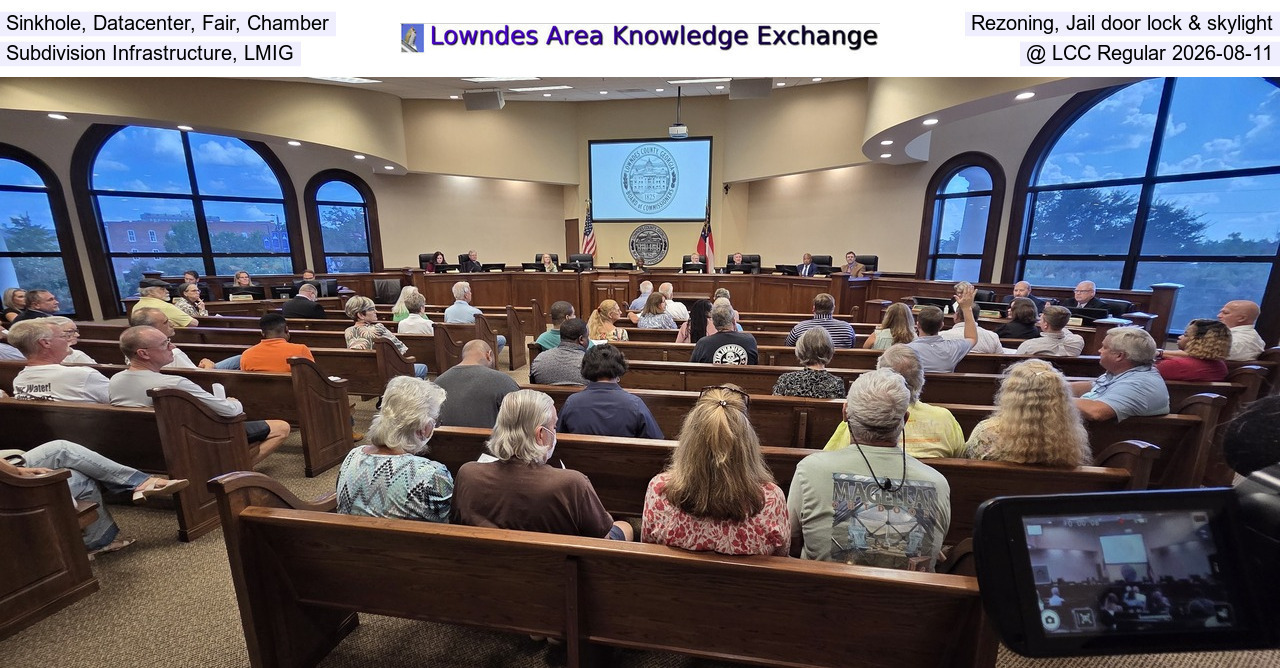 Sinkhole, Datacenter, Fair, Chamber, Rezoning, Jail door lock & skylight, Subdivision Infrastructure, LMIG @ LCC Regular 2026-08-11